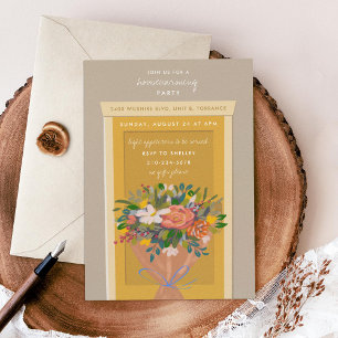 Gult Door House Warming Party Illustrated Inbjudningar