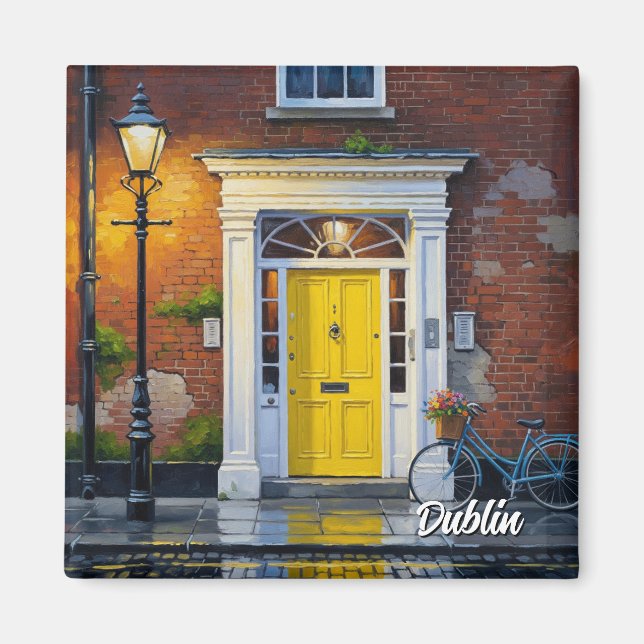 Gult Door in Dublin Magnet (Framsidan)
