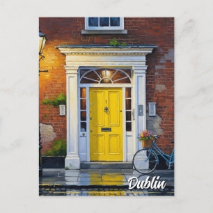 Gult Door in Dublin Vykort