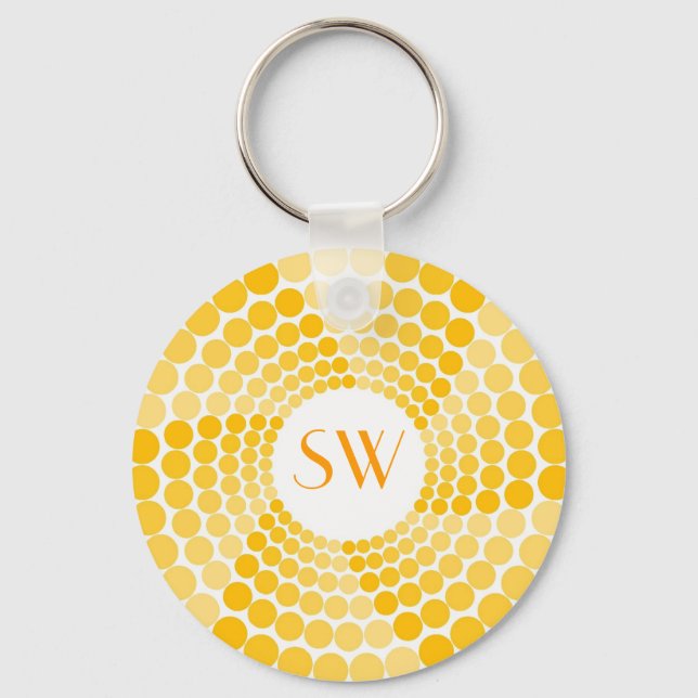 Gult Dot Swirl Nyckelring (Framsida)