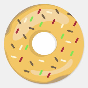 Gult Doughnut Sticker Runt Klistermärke