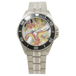 Gult Dragon Japansk Tattodesign Armbandsur