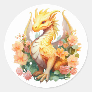 Gult Dragon Runt Klistermärke