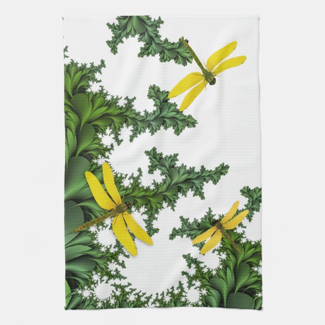 Gult Dragonflies Kitchen Towel Kökshandduk (Vertikal)