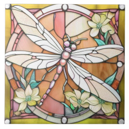 Gult Dragonfly Art nouveau Deco-lagrade glas Kakelplatta