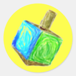 Gult Dreidel Sticker Runt Klistermärke