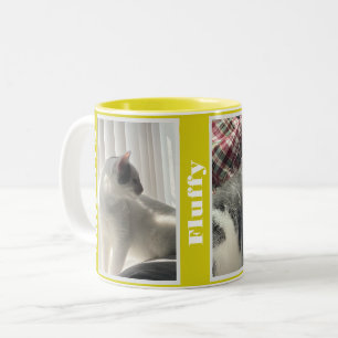 Gult Dubbla Pet Photo och Namn Mugg