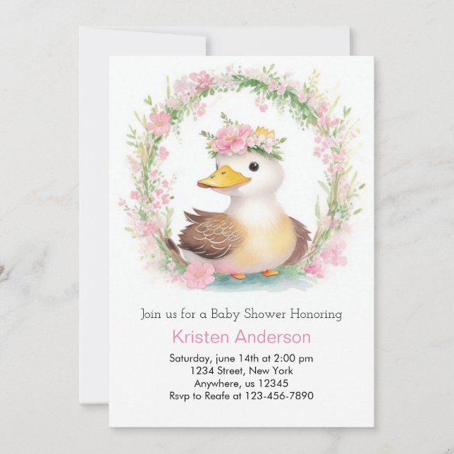 Gult Duckling Dreams Girl Baby Shower Inbjudningar (Framsida)