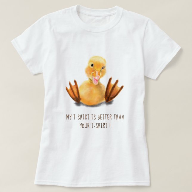 Gult Duckling Playful Wink Funny Text T-Shirt (Design framsida)