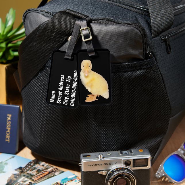 Gult Duckling Travel Buddy-foto Bagagebricka (Fram & Baksida)