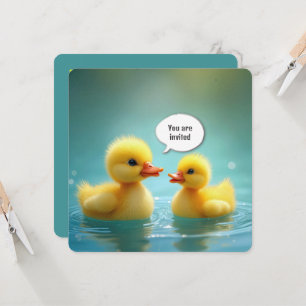 Gult Ducklings Baby Shower Inbjudningar