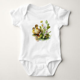 Gult Ducklings med blommor T Shirt