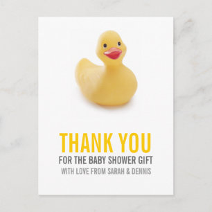 Gult Ducky Baby Shower Tack Vykort