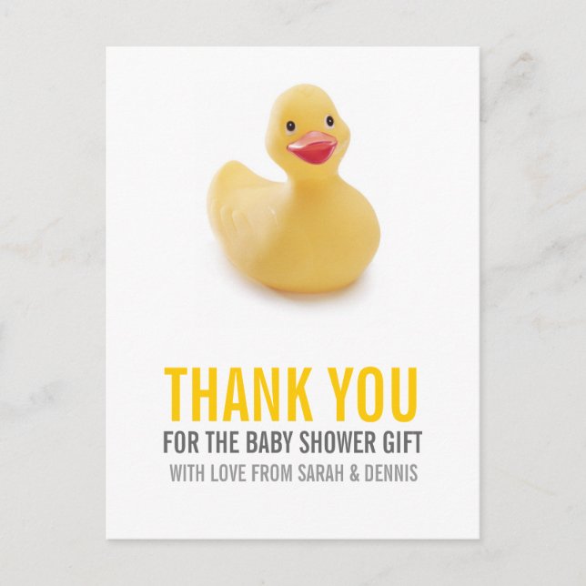 Gult Ducky Baby Shower Tack Vykort (Framsida)