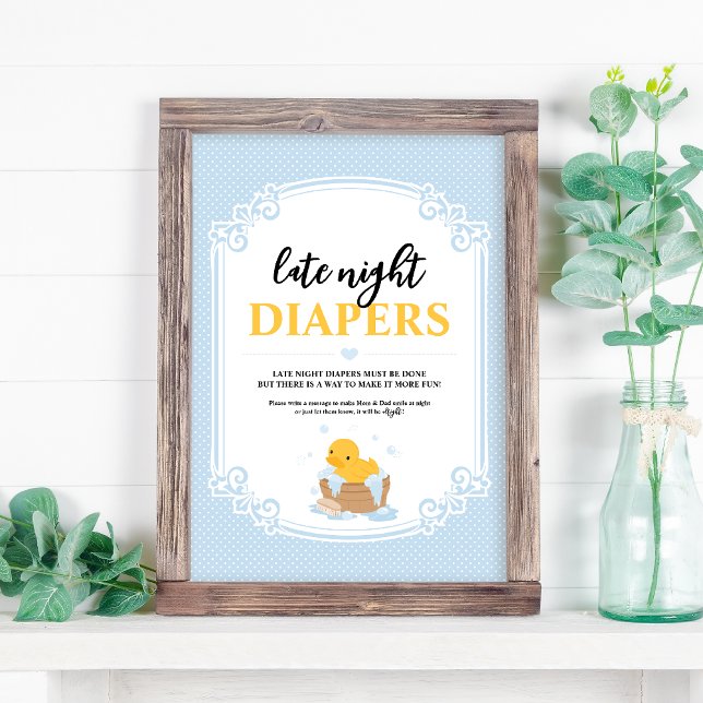 Gult Ducky Late Night Diaper Game Sign Fototryck (Skapare uppladdad)