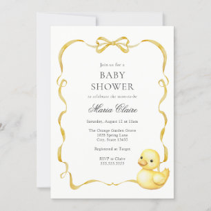 Gult Ducky och Rosett band Baby Shower Inbjudningar