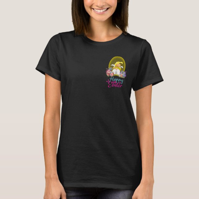Gult Dwarf Vår Gnome Glad påsk Eggs Basket T Shirt (Framsida)