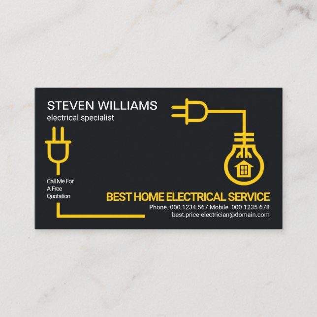 Gult Electrical Circuit Wiring Service Visitkort (Framsida)
