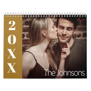 Gult Elegant och Modern Anpassningsbar Photo för 2 Kalender