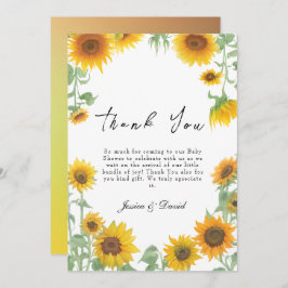 Gult Elegant Solros Sunny Baby Shower Tack Kort