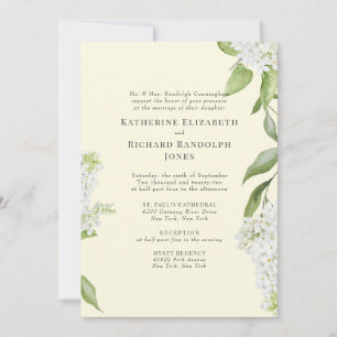 Gult Elegant Vit Hydrangea Bröllop Inbjudningar