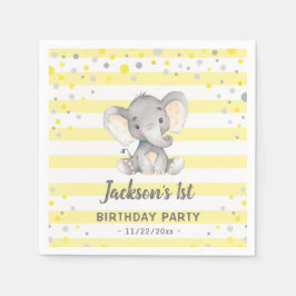 Gult Elephant 1st Birthday Little Peanut Party Pappersservett