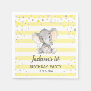 Gult Elephant 1st Birthday Little Peanut Party Pappersservett
