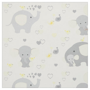 Gult Elephant Baby Nursery Tyg
