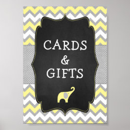 Gult Elephant Baby Shower 5x7-tecken Poster