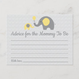 Gult Elephant Baby Shower Advice for Mamma Cards Vykort