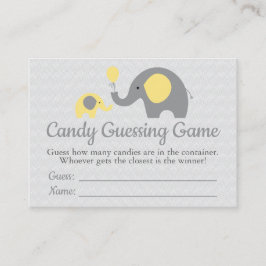 Gult Elephant Baby Shower Candy Guessing Game Visitkort