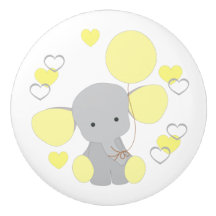 Gult Elephant Balloon Hearts Pojke Nursery