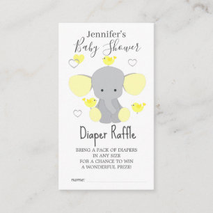 Gult Elephant Boy Baby Shower Raffle Tilläggskort