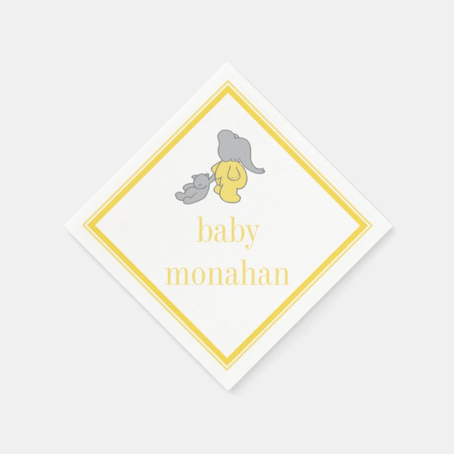 Gult Elephant | Cocktail Napkin Pappersservett (Hörn)