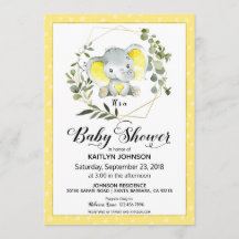 Gult Elephant Modern Baby Shower