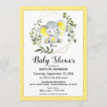 Gult Elephant Modern Baby Shower