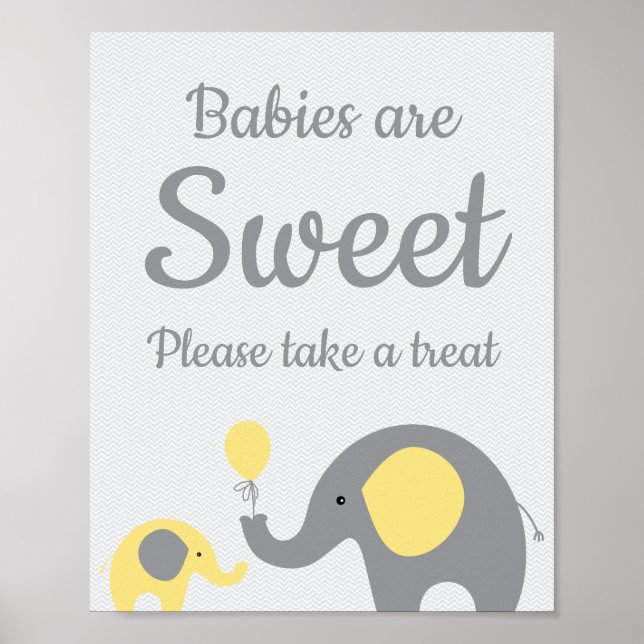 Gult Elephant Spädbarn är Sweet Ta ett Treat-tecke Poster (Framsidan)