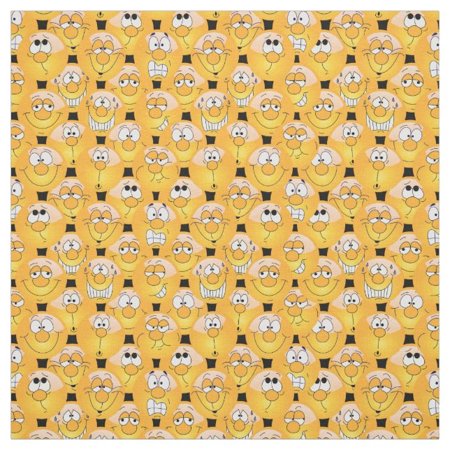 Gult 😀 Emoji Mönster Tyg (Provkarta)