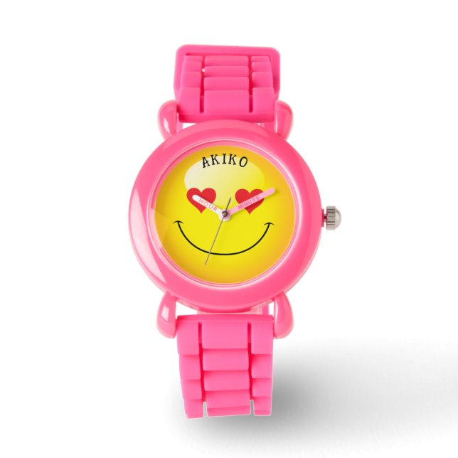 Gult Emoji Smiling Ansikte Decora Kei Armbandsur (Framsida)