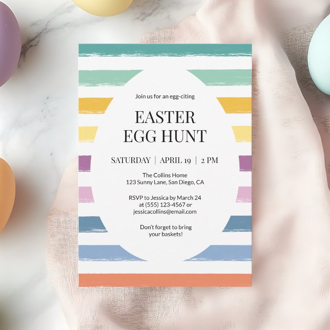 Gult Enkel färgad Påskägg Hunt Cute Party Inbjudningar (Yellow Simple Colorful Easter Egg Hunt Cute Party Invitation)