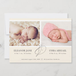 Gult Enkel Twillingar Fotofödelse Meddelande