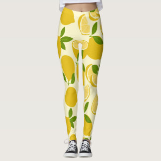 Gult Enkelt Lemon Mönster Legging