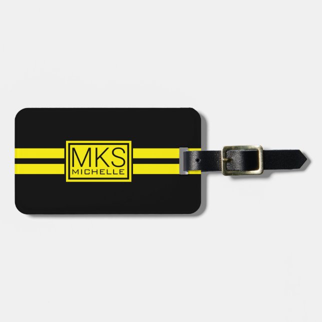 Gult-etikett Black RS-monogrammed resagemärkning Bagagebricka (Horisontell Framsida)
