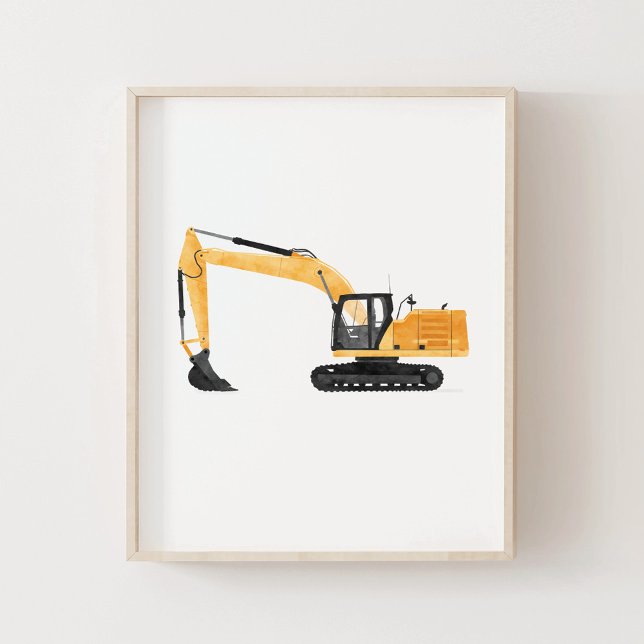Gult Excavator Contrucchations Kids Room Decor Poster (Skapare uppladdad)