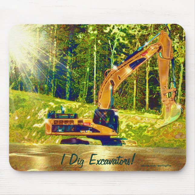 Gult Excavator Power Shovel Art Mousepad Musmatta (Framsidan)