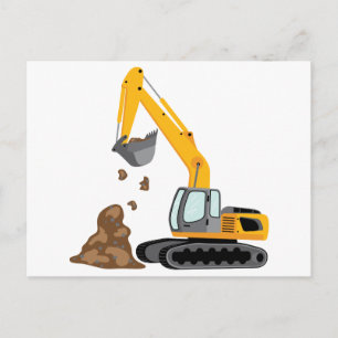 Gult Excavator Vykort