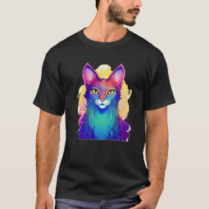 Gult Eyed Colorful Cat T Shirt