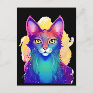 Gult Eyed Colorful Cat Vykort