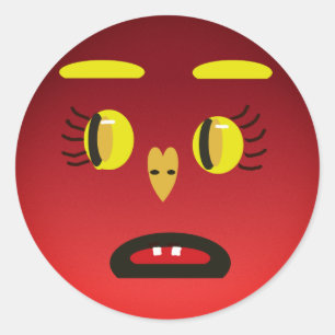 Gult Eyed Ledsen Ansikte Sticker Runt Klistermärke