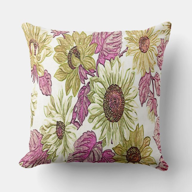 Gult Fabric Flowers Kudde (Framsida)